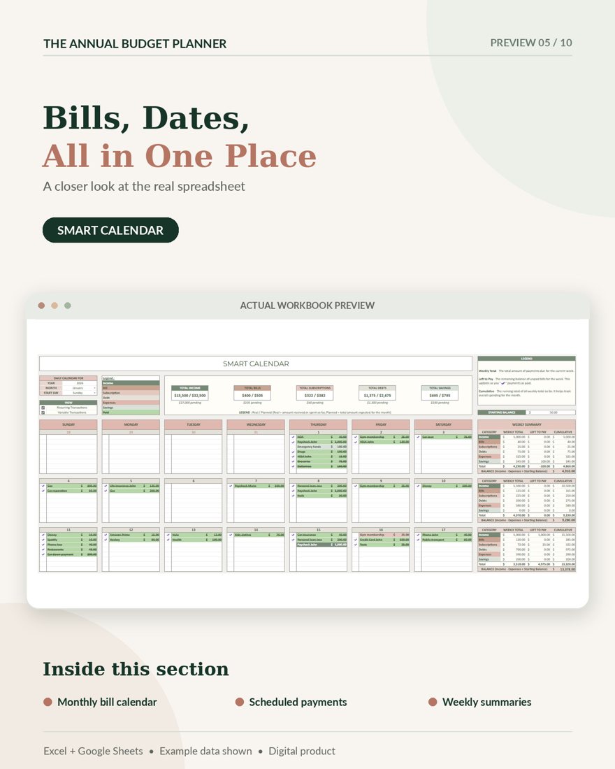 Recurring payment calendar