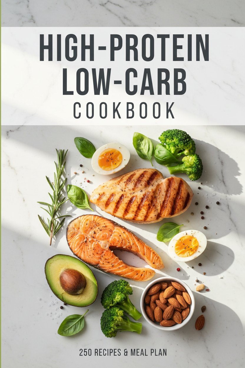 High-Protein Low-Carb Cookbook, 250 Recipes, Meal Plan