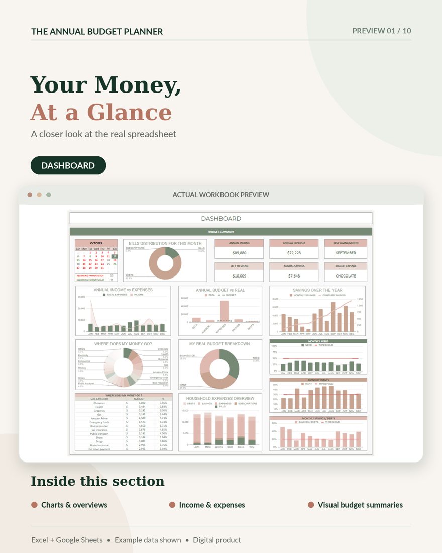 Actual budget planner dashboard preview from the documentation