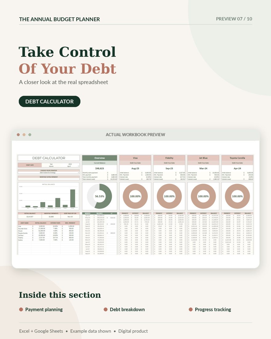 Debt calculator worksheet